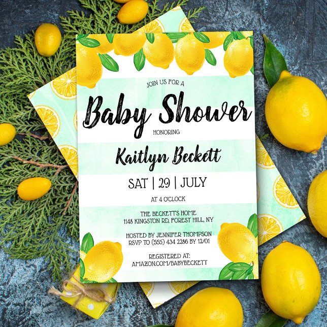 Modern Watercolor Lemon Tree Baby Shower Invitation (Creator Uploaded)