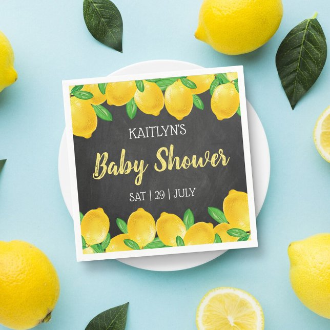 Modern Watercolor Lemon Tree Baby Shower Napkins (Creator Uploaded)