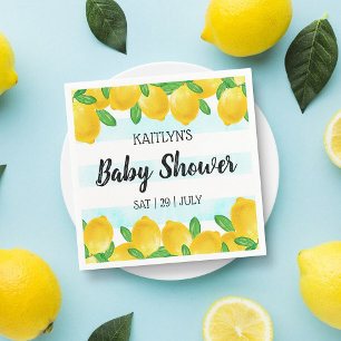 Modern Watercolor Lemon Tree Baby Shower Napkins