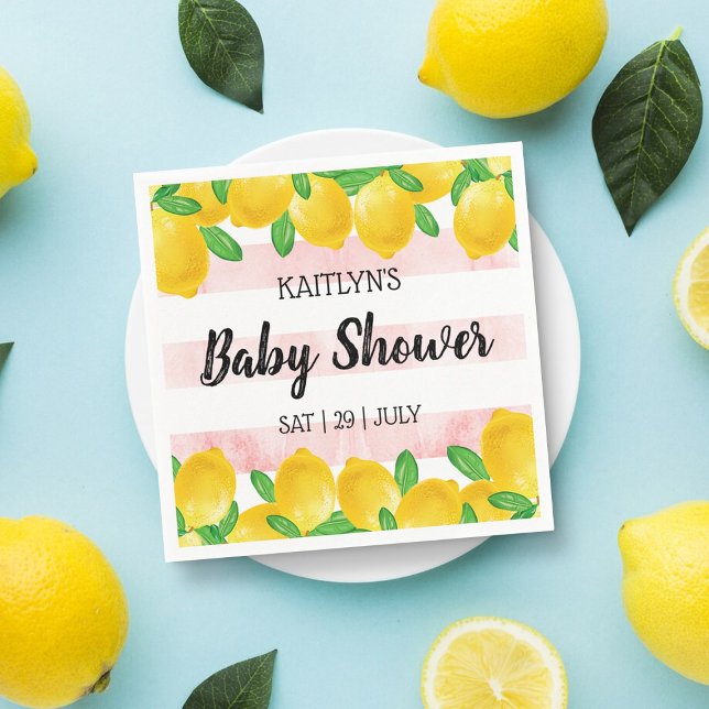 Modern Watercolor Lemon Tree Baby Shower Napkins (Creator Uploaded)