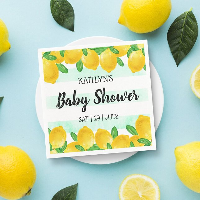 Modern Watercolor Lemon Tree Baby Shower Napkins (Creator Uploaded)