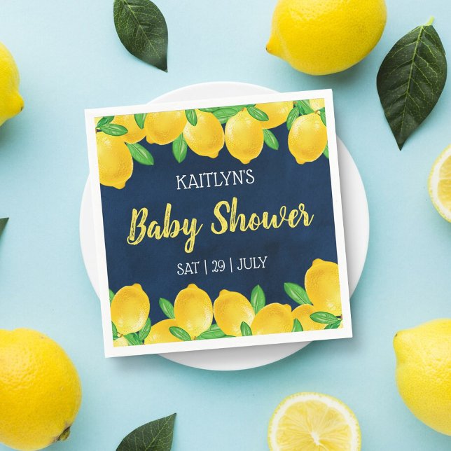 Modern Watercolor Lemon Tree Baby Shower Napkins (Creator Uploaded)
