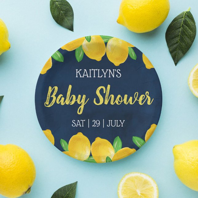 Modern Watercolor Lemon Tree Baby Shower Paper Plates (Creator Uploaded)