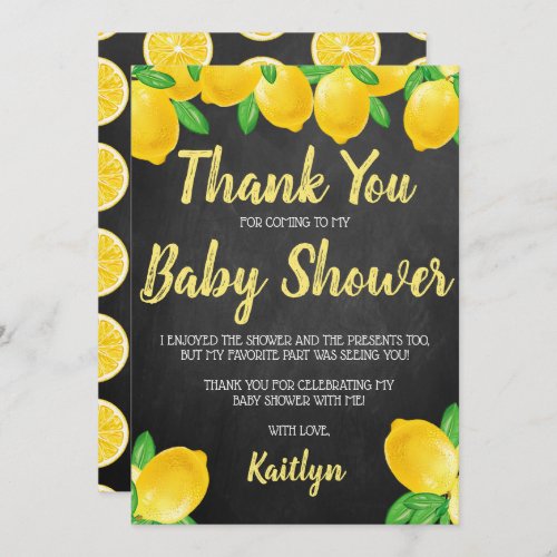 Modern Watercolor Lemon Tree Baby Shower Thank You Card