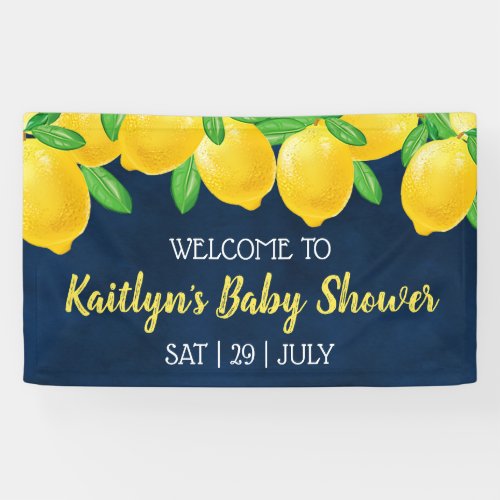 Modern Watercolor Lemon Tree Baby Shower Welcome Banner