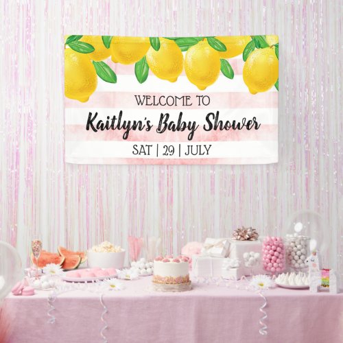 Modern Watercolor Lemon Tree Baby Shower Welcome Banner