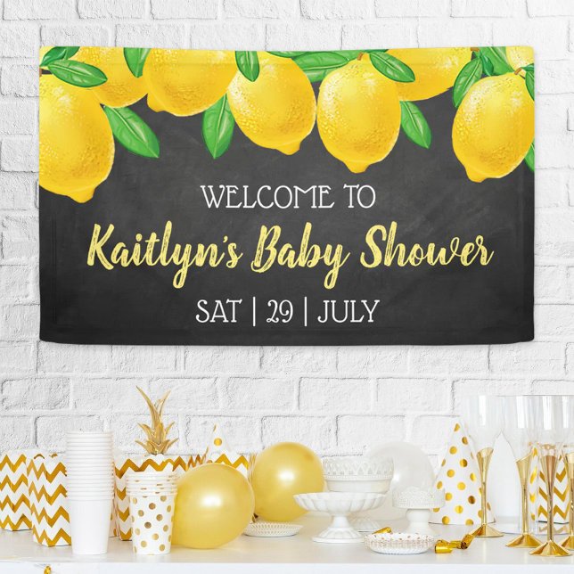 Modern Watercolor Lemon Tree Baby Shower Welcome Banner (Creator Uploaded)