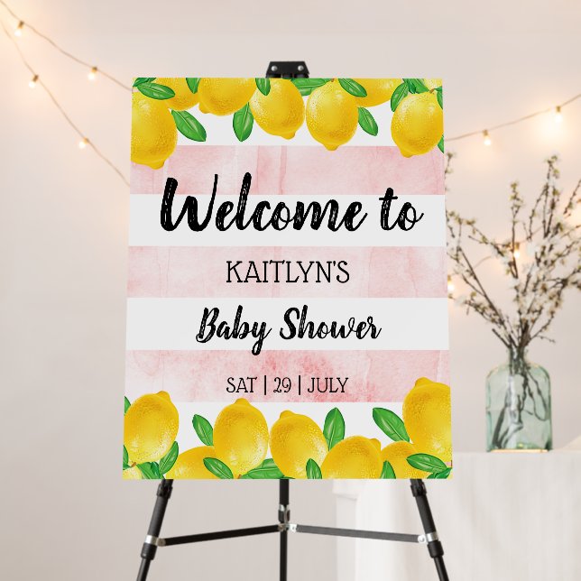 Modern Watercolor Lemon Tree Baby Shower Welcome Foam Board (In Situ (Stand))