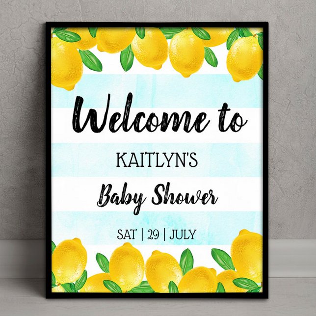 Modern Watercolor Lemon Tree Baby Shower Welcome Poster (Creator Uploaded)