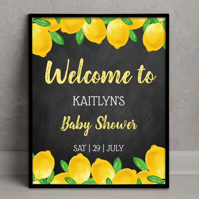 Modern Watercolor Lemon Tree Baby Shower Welcome Poster (Creator Uploaded)