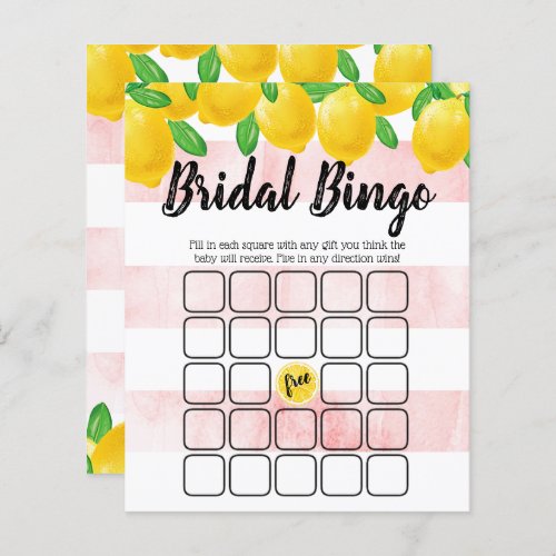 Modern Watercolor Lemon Tree Bridal Shower Bingo