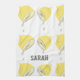 Modern Watercolor Lemon Yellow Fruit Citrus Kitchen Towel