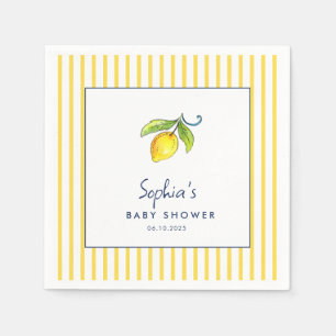 Modern Watercolor lemons Baby shower Napkins