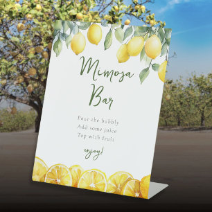 Modern Watercolor Lemons Citrus Mimosa Bar Sign