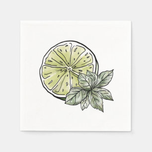 Modern Watercolor Lime Citrus Summer Garden Party Napkins