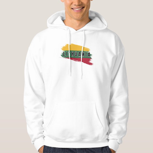 Modern watercolor Lithuania Flag Lietuva Souvenir  Hoodie (Front)