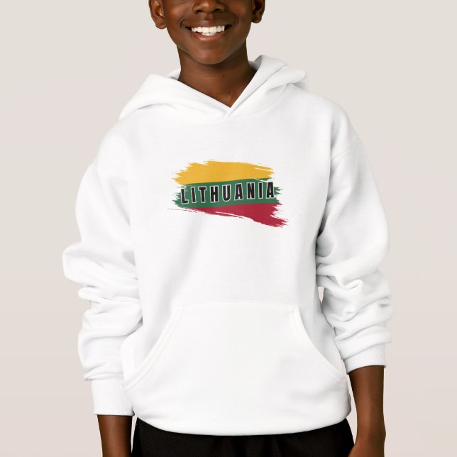 Modern watercolor Lithuania Flag Lietuva Souvenir  Hoodie (Front)