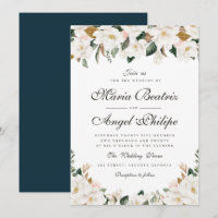 Modern watercolor magnolia floral wedding