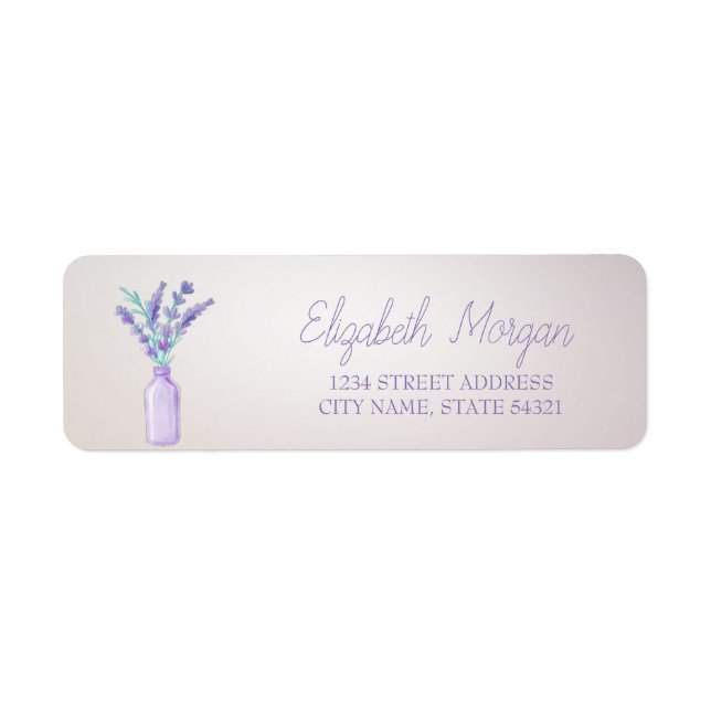 Modern Watercolor Mason Jar Lavander  Address Label (Front)