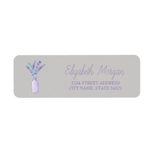 Modern Watercolor Mason Jar Lavander  Address Label