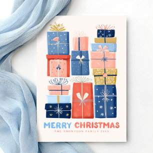 Modern Watercolor Merry Christmas Minimal  Holiday Card