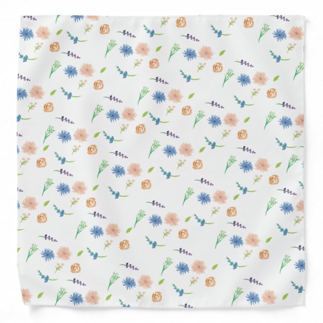 Modern Watercolor Mini Simple Florals Bandana (Front)