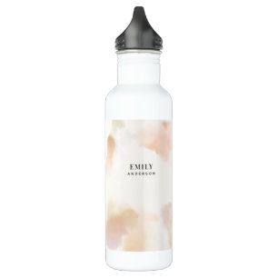 Modern watercolor minimal elegant pink peach stainless steel water bottle