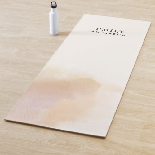 Modern watercolor minimal elegant pink peach yoga mat