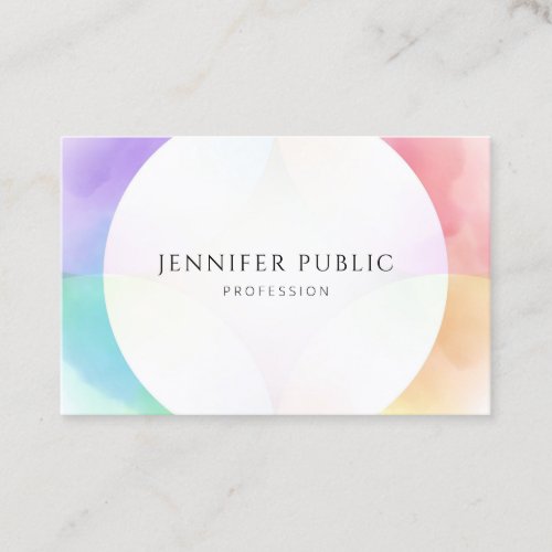Modern Watercolor Minimalist Professional Elegant Business Card