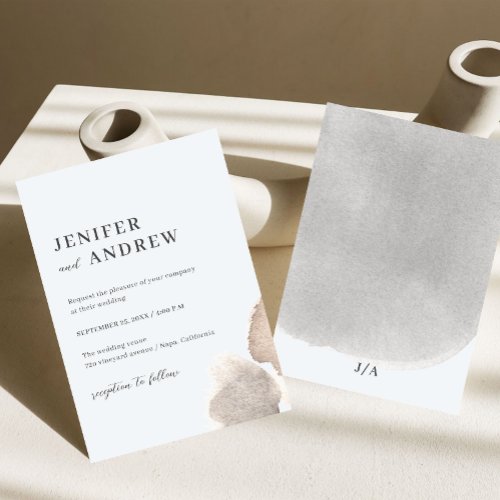 Modern Watercolor Minimalist Wedding Invitation