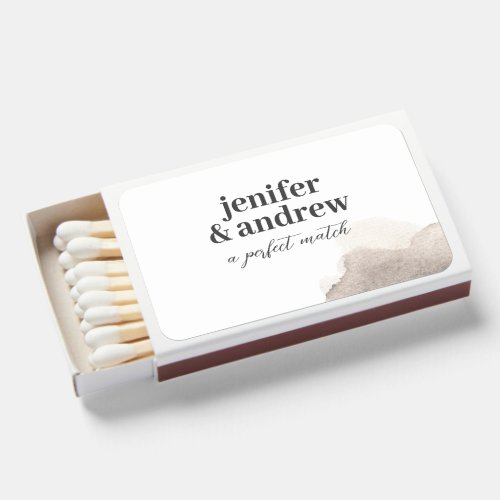 Modern Watercolor Minimalist Wedding Matchboxes