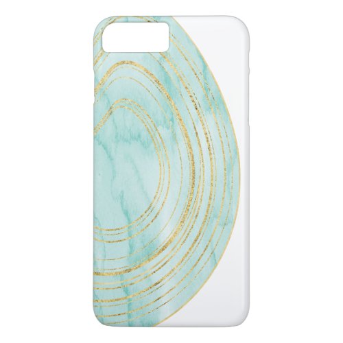 Modern Watercolor Mint Geode Agate Gold Accent  iPhone 8 Plus7 Plus Case