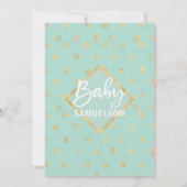 Modern Watercolor Mint Green Gold Oh Baby Shower Invitation (Back)