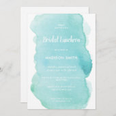 Modern Watercolor Mint Turquoise Bridal Luncheon Invitation (Front/Back)