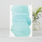 Modern Watercolor Mint Turquoise Bridal Luncheon Invitation (Standing Front)