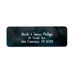 Modern Watercolor Moody Blue Chic Party Wedding Label