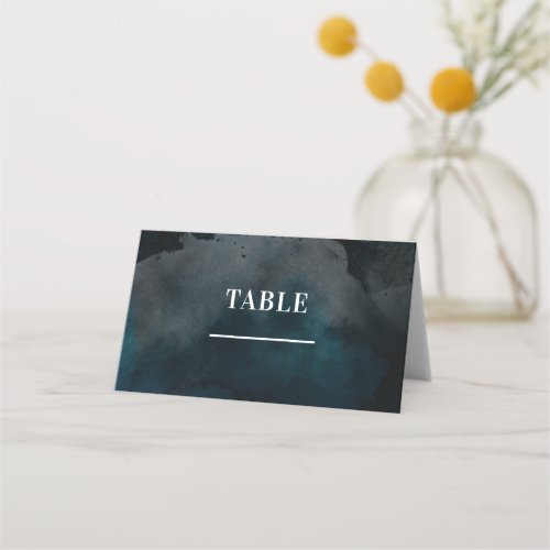 Modern Watercolor Moody Blue Table Number Seating Place Card