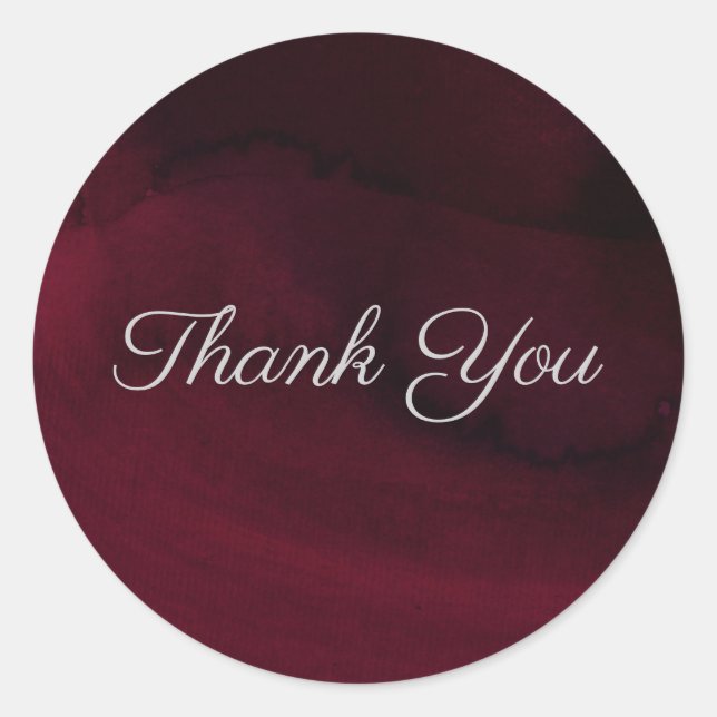 Modern Watercolor Moody Maroon Burgundy Wedding Classic Round Sticker (Front)