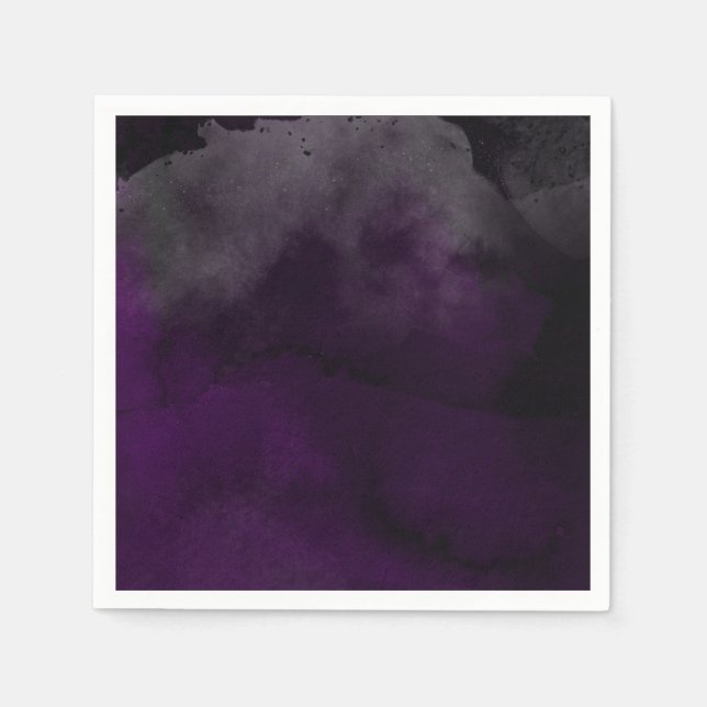 Modern Watercolor  Moody Plum Purple Wedding Party Napkins (Front)