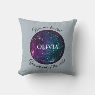 Modern Watercolor Moon Celestial and Constellation Throw Pillow