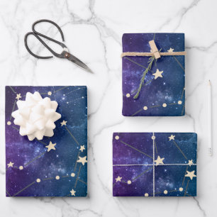 Modern Watercolor Moon Celestial Wrapping Paper Sheets