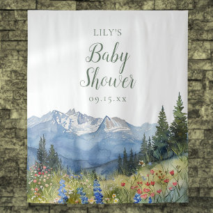 Modern Watercolor Mountain Baby Shower Photo Prop Tapestry