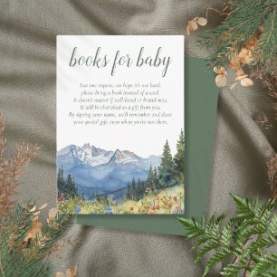 Modern Watercolor Mountain Books For Baby Enclosure Card