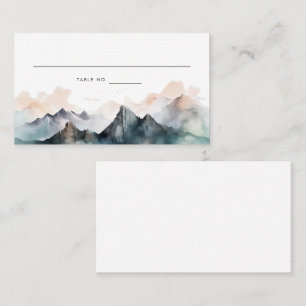 Modern Watercolor Mountain Landscape Wedding Place Card