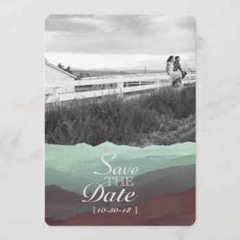 Modern Watercolor Mountain Save The Date by RedefinedDesigns at Zazzle