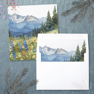 Modern Watercolor Mountain Wildflowers Floral Envelope Liner