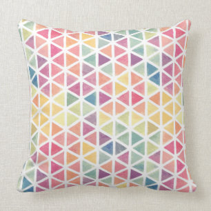 Modern Watercolor Multi-color Triangle Patterned Throw Pillow