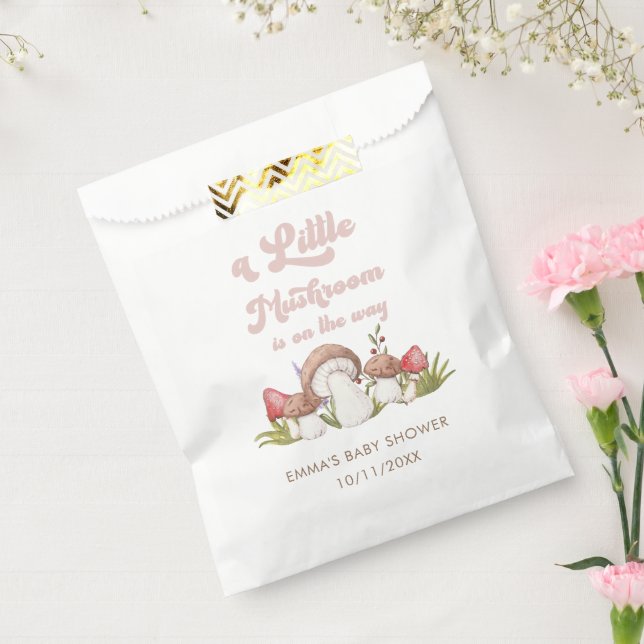 Modern Watercolor Mushroom Baby Shower Favor Bag (Sealed)