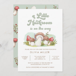 Modern Watercolor Mushroom Baby Shower Invitation