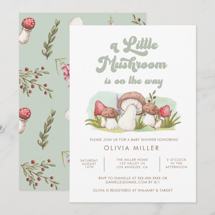 Modern Watercolor Mushroom Baby Shower Invitation Zazzle